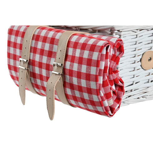Cesta DKD Home Decor Pícnic Rojo Blanco Mimbre (40 x 28 x 20 cm)
