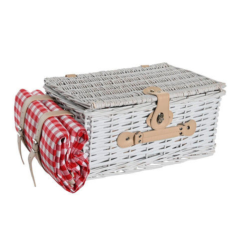 Cesta DKD Home Decor Pícnic Rojo Blanco Mimbre (40 x 28 x 20 cm)