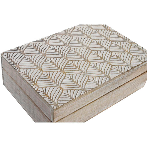 Juego de Cajas Decorativas DKD Home Decor Marrón Blanco Madera de mango 25 x 17 x 8 cm (2 Unidades)