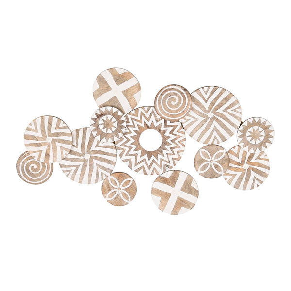 Decoración de Pared DKD Home Decor Blanco Marrón Colonial Acabado envejecido Ikat 108 x 4 x 68 cm