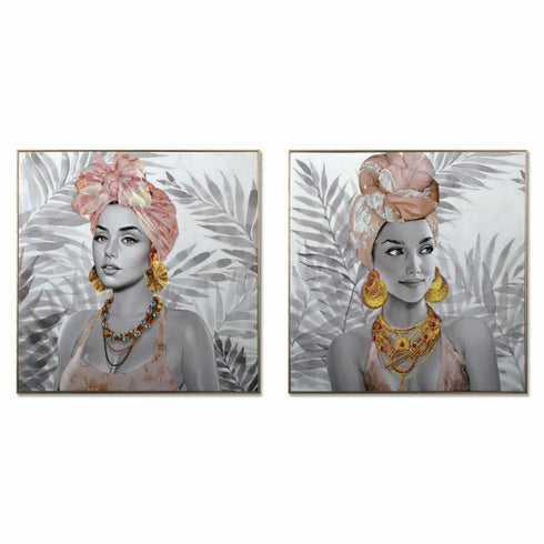 Cuadro DKD Home Decor Colonial Africana Lacado 82 x 4,5 x 82 cm (2 Unidades)
