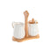 Lechera y azucarero DKD Home Decor Blanco Bambú Aluminio Porcelana 3 Piezas 19,5 x 7,5 x 17,5 cm