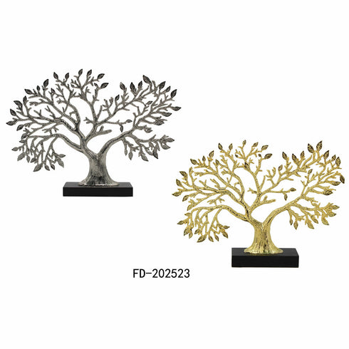 Figura Decorativa DKD Home Decor Dorado Plateado Árbol 39 x 7 x 27,5 cm (2 Unidades)