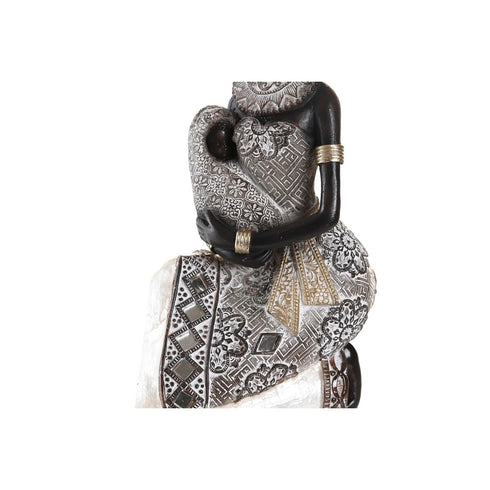 Figura Decorativa DKD Home Decor 11,5 x 7,5 x 20 cm Gris Beige Dorado Colonial Africana (3 Piezas)