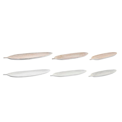 Centro de Mesa DKD Home Decor Marrón Gris Tropical Hoja de planta Acabado envejecido 60 x 21 x 4 cm (2 Unidades)