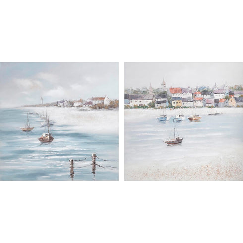 Cuadro DKD Home Decor 90 x 3,5 x 90 cm Playa 90 x 2 x 90 cm (2 Unidades)
