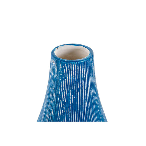 Jarrón DKD Home Decor 11 x 11 x 30,5 cm Acabado envejecido Azul cielo Azul marino Dolomita Mediterráneo (2 Unidades)