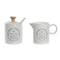 Lechera y azucarero DKD Home Decor 11 x 7,5 x 9 cm Blanco Gres