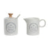 Lechera y azucarero DKD Home Decor 11 x 7,5 x 9 cm Blanco Gres
