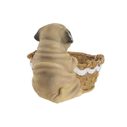 Figura Decorativa DKD Home Decor Perro Cesta 17,5 x 17,5 x 15 cm (4 Unidades)