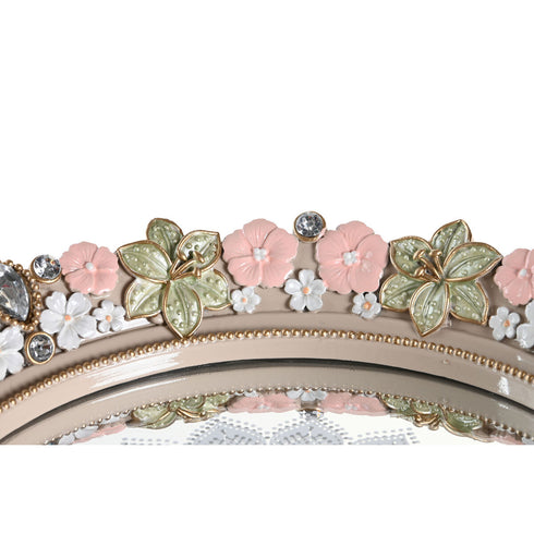 Centro de Mesa DKD Home Decor Espejo Resina Multicolor Romántico (23,5 x 23,5 x 20,5 cm)