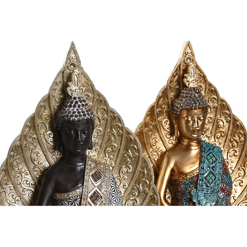 Figura Decorativa DKD Home Decor 20,5 x 12 x 31 cm Dorado Marrón Turquesa Oriental (2 Unidades)