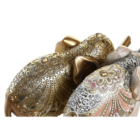 Figura Decorativa DKD Home Decor 24 x 8 x 19 cm Elefante Beige Dorado Colonial (2 Unidades)