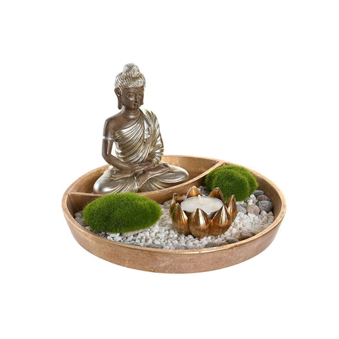 Figura Decorativa DKD Home Decor 20 x 20 x 13,5 cm Plateado Dorado Oriental (2 Unidades)