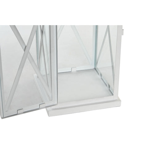Farolas DKD Home Decor 22 x 22 x 66 cm Cristal Metal Blanco Shabby Chic