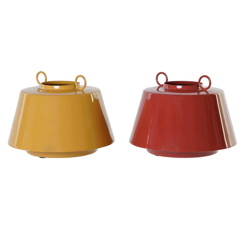 Jarrón Home ESPRIT Mostaza Terracota Hierro Lacado 24 x 24 x 19 cm (2 Unidades)