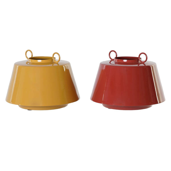 Jarrón Home ESPRIT Mostaza Terracota Hierro Lacado 24 x 24 x 19 cm (2 Unidades)