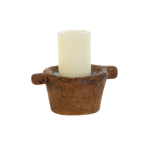 Portavelas Home ESPRIT Natural Madera 20 x 13 x 8 cm (4 Unidades)