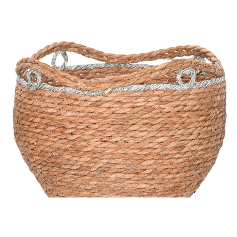 Juego de Cestos Home ESPRIT Blanco Gris Natural Hierba marina Boho 37 x 37 x 26 cm (2 Unidades)