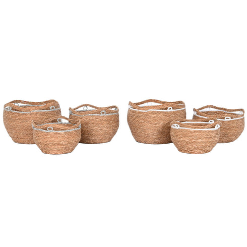 Juego de Cestos Home ESPRIT Blanco Gris Natural Hierba marina Boho 37 x 37 x 26 cm (2 Unidades)