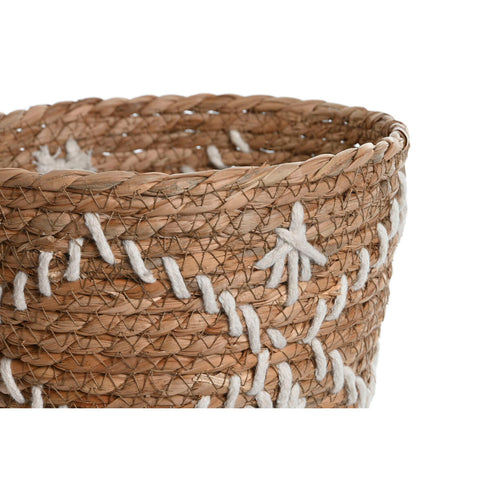 Juego de Cestos Home ESPRIT Blanco Natural Hierba marina Boho 25 x 28 x 20 cm