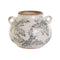 Jarrón Home ESPRIT Blanco Marrón Gris Gres Hoja de planta 21 x 20 x 16 cm
