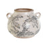 Jarrón Home ESPRIT Blanco Marrón Gris Gres Hoja de planta 21 x 20 x 16 cm