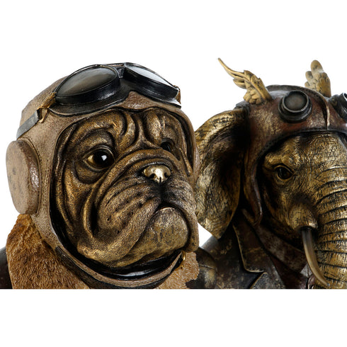 Figura Decorativa Home ESPRIT Steampunk Gris Multicolor 21 x 18 x 35 cm (2 Unidades)