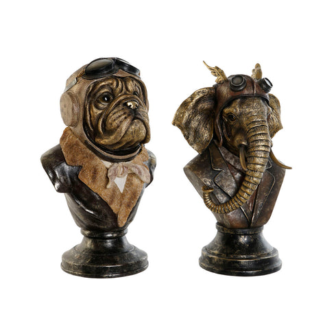 Figura Decorativa Home ESPRIT Steampunk Gris Multicolor 21 x 18 x 35 cm (2 Unidades)