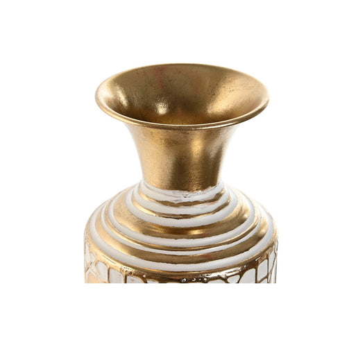 Jarrón Home ESPRIT Blanco Dorado Metal 14,6 x 14,6 x 65,4 cm