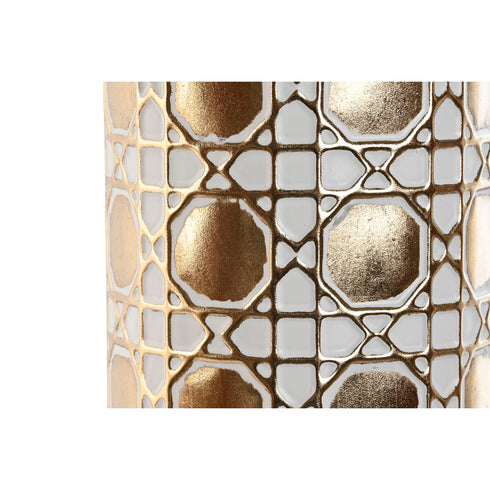 Jarrón Home ESPRIT Blanco Dorado Metal 14,6 x 14,6 x 65,4 cm
