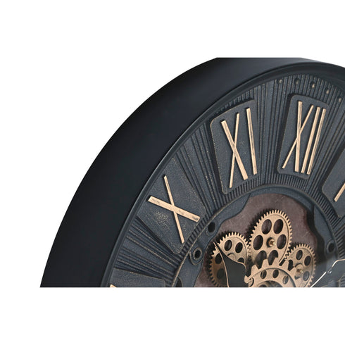 Reloj de Pared Home ESPRIT Negro Dorado Cristal Hierro 60 x 8 x 60 cm