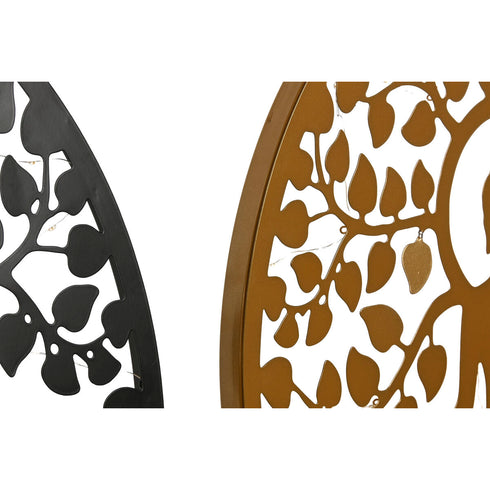 Decoración de Pared Home ESPRIT Negro Dorado Buda Oriental 60 x 1 x 60 cm (2 Unidades)