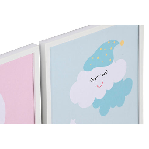 Cuadro Home ESPRIT Infantil Purpurina 30 x 1,8 x 40 cm (4 Unidades)