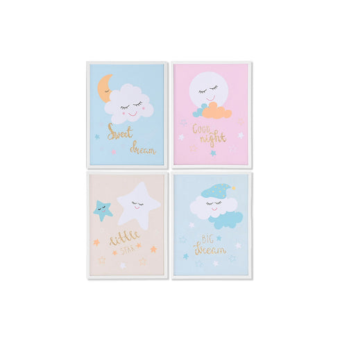 Cuadro Home ESPRIT Infantil Purpurina 30 x 1,8 x 40 cm (4 Unidades)