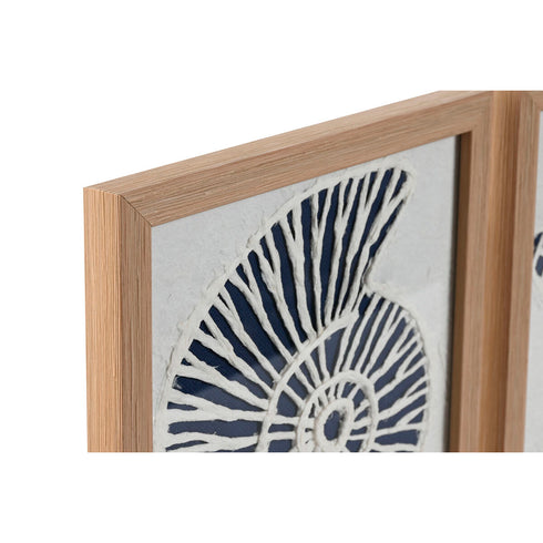 Juego de 4 cuadros Home ESPRIT Mediterráneo Marino 22 x 2 x 22 cm (4 Piezas)