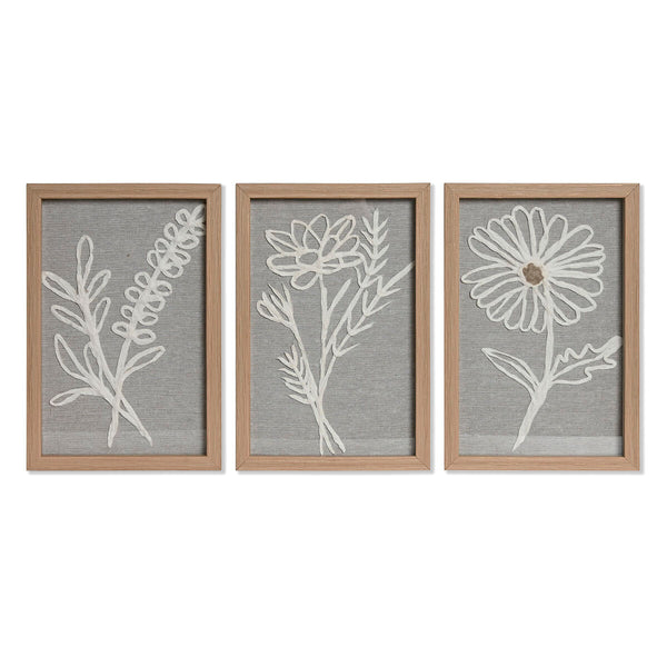 Juego de 3 cuadros Home ESPRIT Flor Shabby Chic 20 x 2 x 30 cm (3 Piezas)