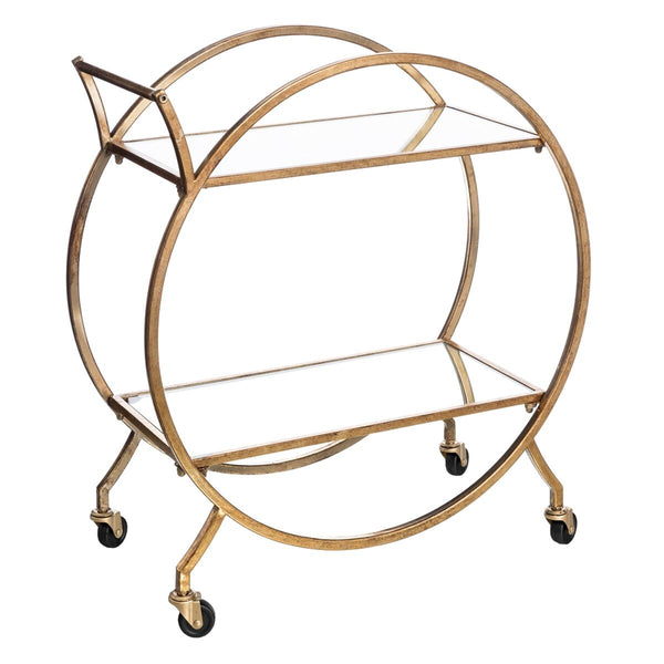 Carro de Cocina Dorado Cristal Hierro 70 x 33,5 x 75 cm