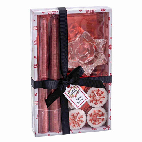 Candelabro Circular con Soporte Navidad Rojo Cristal Parafina 21,7 x 13,3 x 3,8 cm