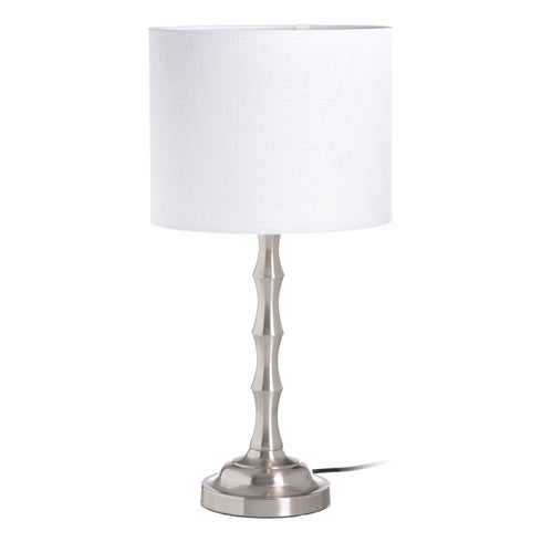 Lámpara de mesa Blanco Plateado Lino Metal Hierro 60 W 220 V 25 x 25 x 50 cm