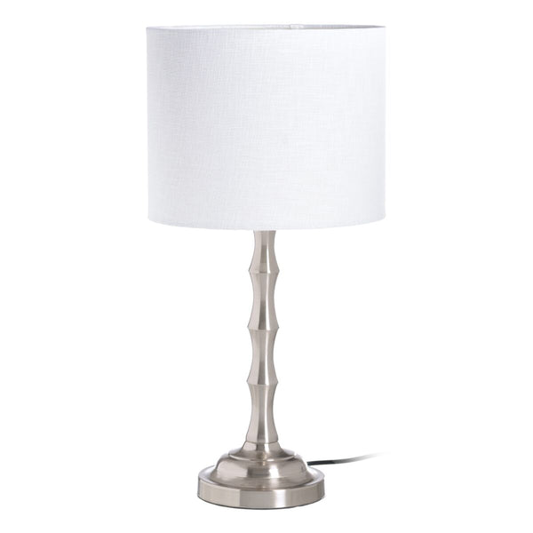 Lámpara de mesa Blanco Plateado Lino Metal Hierro 60 W 220 V 25 x 25 x 50 cm