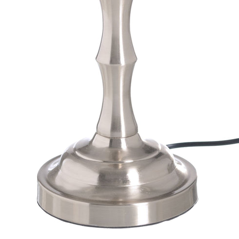Lámpara de mesa Blanco Plateado Lino Metal Hierro 60 W 220 V 25 x 25 x 50 cm