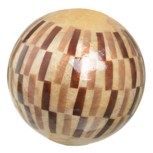 Bolas CAPIZ Decoración Beige Marrón 10 x 10 x 10 cm (8 Unidades)