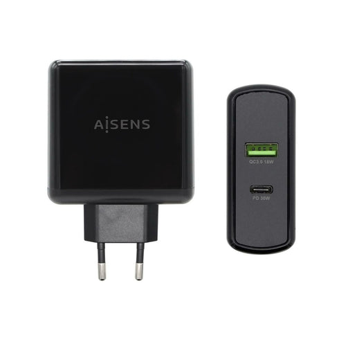 Cargador USB Pared Aisens PD 3.0 USB-C 48 W Negro
