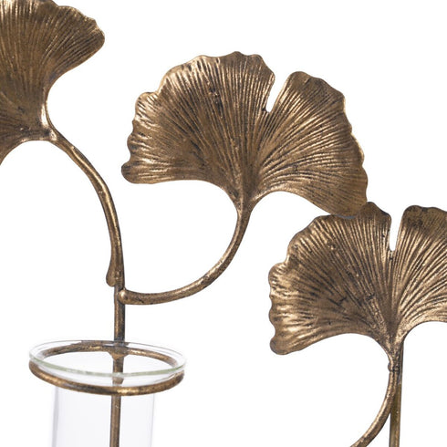 Jarrón 26,5 x 7,8 x 32 cm Cristal Dorado Metal