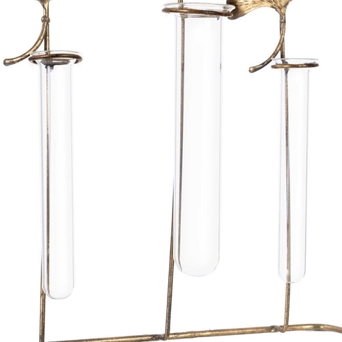 Jarrón 26,5 x 7,8 x 32 cm Cristal Dorado Metal