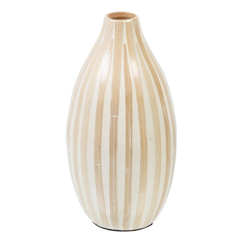 Jarrón Beige Bambú 15 x 15 x 30 cm