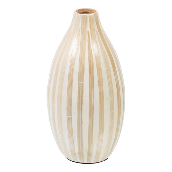 Jarrón Beige Bambú 15 x 15 x 30 cm