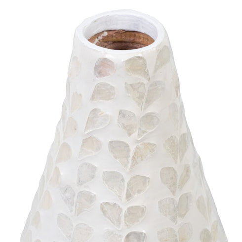 Jarrón 18 x 18 x 52 cm Beige Nácar Madera MDF