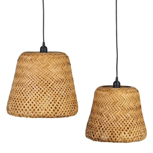 Lámpara de Techo 35,5 x 35,5 x 30,5 cm Natural Bambú (2 Unidades)